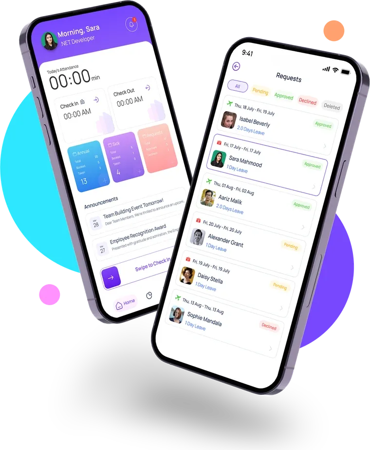 SimpliHR mobile app — attendance, requests and announcements